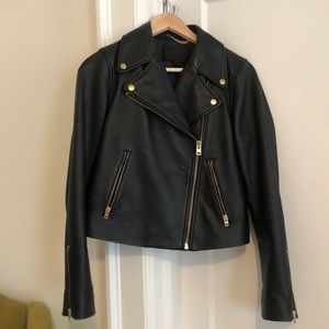 J. Crew Collection Black Leather Motorcycle Jacket